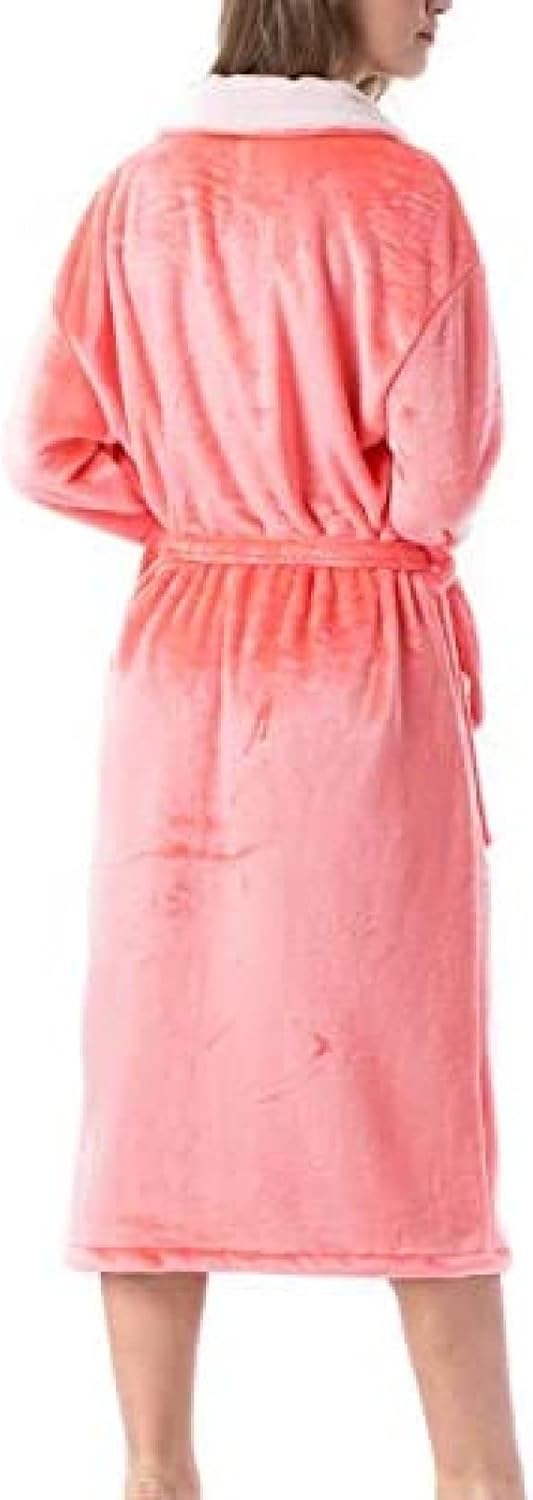 レディース メンズ プラッシュ バスローブ ロング パジャマ 快適 通気性 フランネル ルームウェア,赤 2,大きい