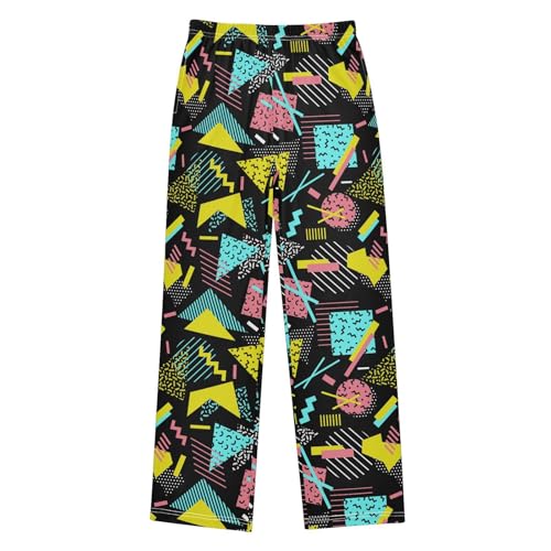 Pajamas Pants Soft Retro 80s 90s Geometric Long Sleep Pjs Lounge