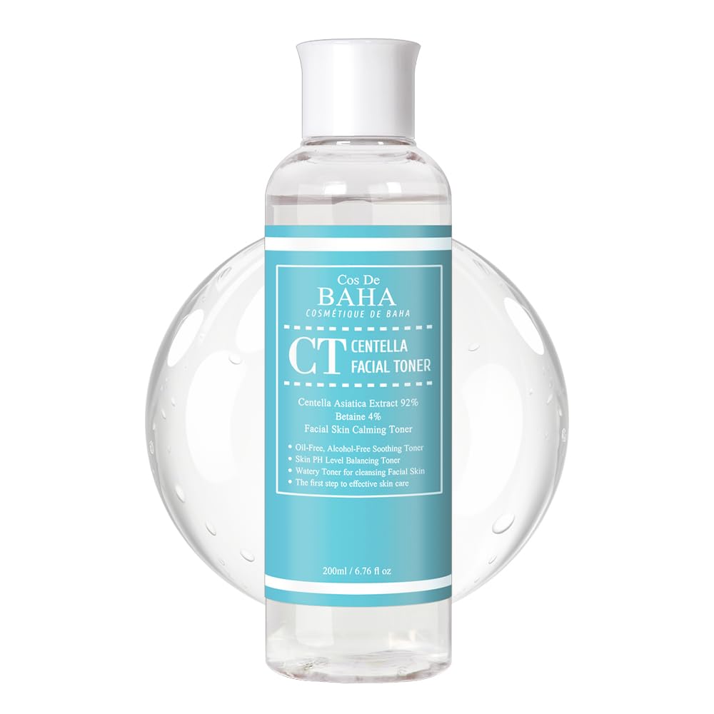 Cos De BAHA Centella Asiatica Soothing Calming Toner for Face/Neck - CICA Facial Lightweight Hydrate Boost Smooth, Daily Face Moisturizer, Silicone-Free, Fragrance-Free, 6.76 Fl Oz