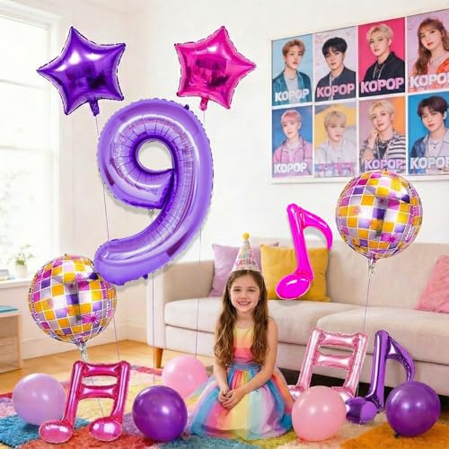 9 Pcs Kpop Birthday Decorations, Kpop Balloons Music Note Balloons by Siznkore - Used condition - Image 3