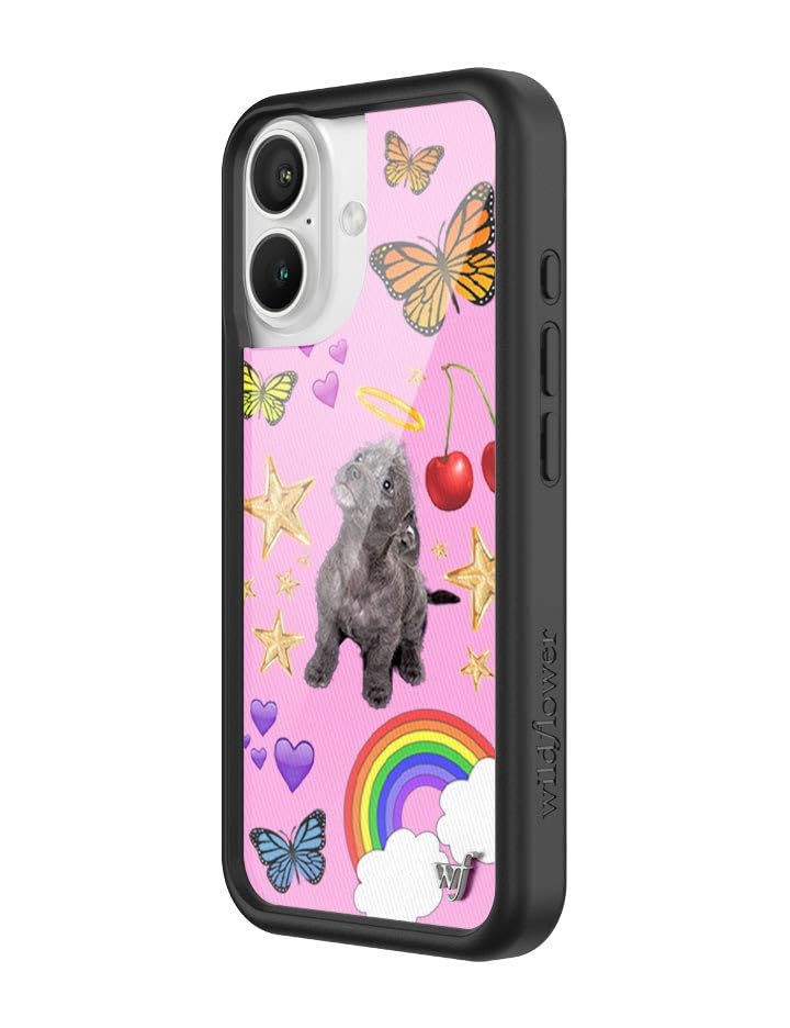 Image of Wildflower Cases - Compatible with iPhone 16 | Protective Black Bumper, 6.5ft Drop Test Certified, Women Owned Small Business | Pink Hearts Stars Dog Butterfly Trendy Cute Martin | Puppy Love