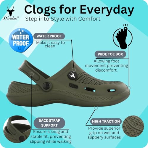 Image of Hirolas Men's Fluffy Black Eva Cushioned Strap Clogs