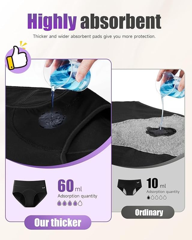 Image of Period for Women Heavy Flow Hipster Period Panty.Leak-Proof & Reusable Washable Period Panties|Heavy Flow Protection for Women & Teens (Pack 4)