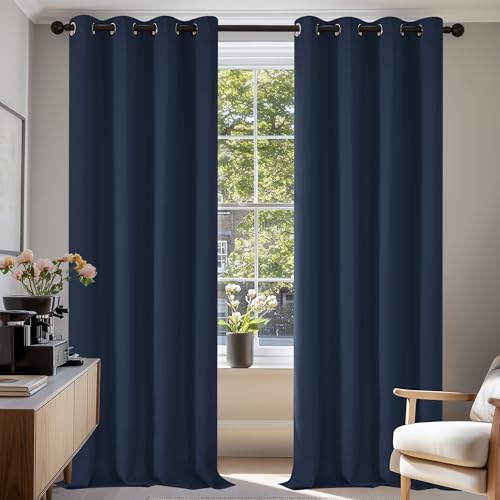 Deconovo Rideau Occultant Thermiques Anti Froid, Double Rideau Isolant Anti-Bruit, Économie d'Énergie, Idéal pour Chambre et Salon, 132X214 CM (Largeur X...