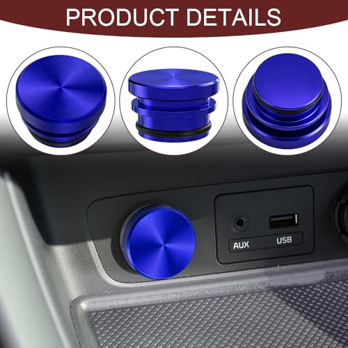 Image of Car Cigarette Lighter Plug Cover, Cigarette Lighter Covers, Aluminum Plugs Cover Car Decoration, Waterproof Dustproof Cigarette Lighter Socket Cap for SUV Truck with 12V Power Source (Blue)