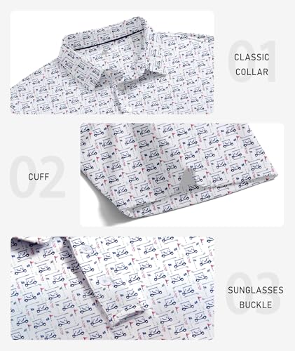 Image of ZITY Mens Golf Polo Shirts Short Sleeve UPF 50+ Performance Moisture Wicking Print Pattern Casual Collared Golf Shirt for Men