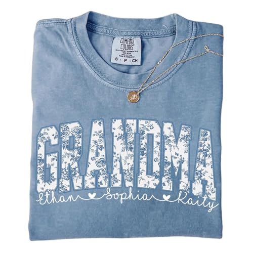 CHILLEVER Personalized Mama Shirts for Women and Custom Kid Names, Gigi Gifts, Custom Mama Sweatshirt