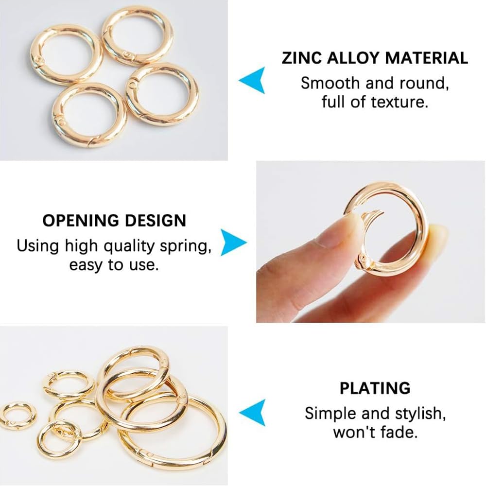 QUMENEY Lot De 16 Mousquetons Ronds à Ressort En Alliage De Zinc, 4