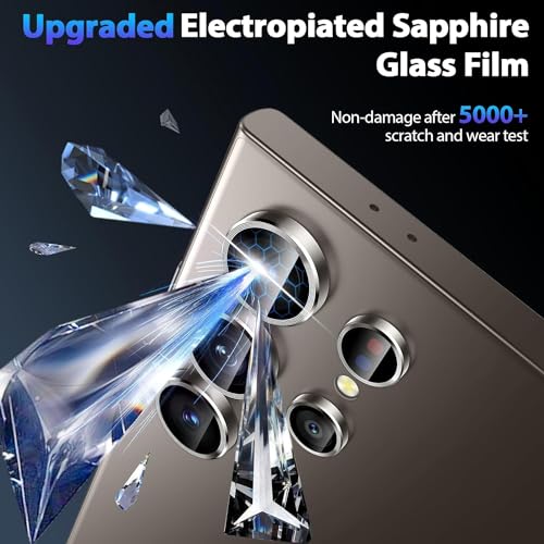 Image of Camera Lens Protector|for Galaxy S24 Ultra |Individual Lens Screen Protective| Scratch-Resistant | 9H Tempered Glass with Aluminum Alloy Ring | 1 Set /Titanium Grey