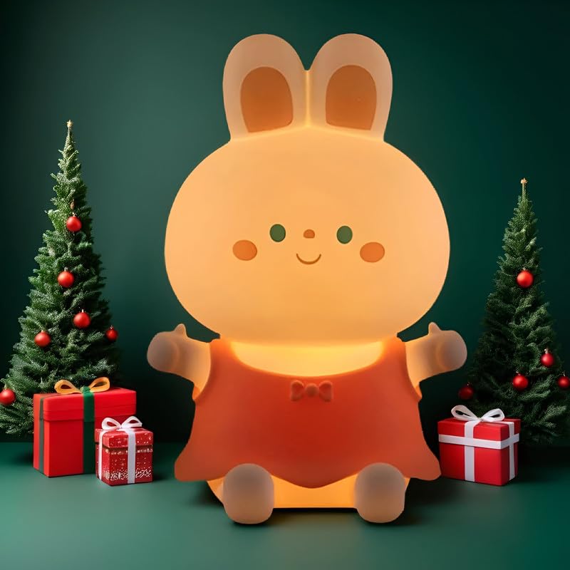 Desidiya® Pink Rabbit Rechargeable Silicone Night Lamp - Bunny Night Lamp, Kids Night Light, Nursery Decor, Birthday Gift, Silicone LED Light