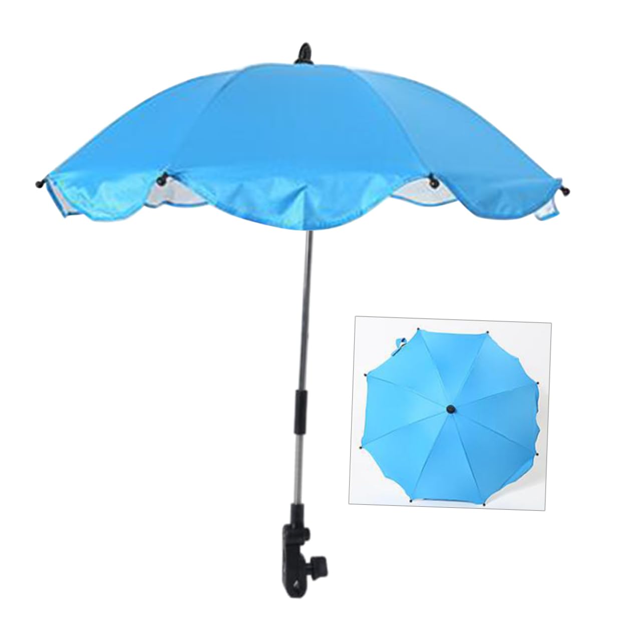 HEMOTON Baby Stroller Umbrella Uv Protection Parasol for Pushchair Sun Protection Umbrella Adjustable Mount Stand (Light 35.5cm 8 Ribs)