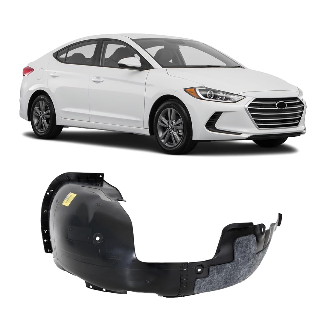 FITRITE AUTO PARTS New Front Left Driver Side Fender Liner For 2017-2018 Hyundai Elantra Sedan, Injection Molded With Insulation Foam, Sedan Model, Made Of PP Plastic HY1248161 86811F3000