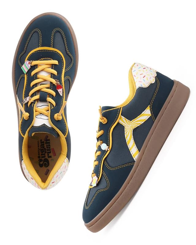 Image of Bacca Bucci Sugar Rush Women's Casual Sneakers | Lace-Up Low-Top | Mesh & Synthetic Upper | Playful Lace Charms | Grippy Rubber Cupsole | Walking