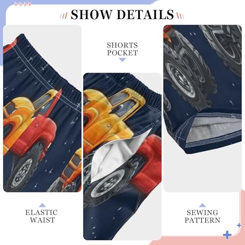 Cartoon Monster Trucks Blue Star Pajama Lounge Pants with Pockets Sleepwear Soft Elastic Waist PJ Bottoms 6-14 Years4