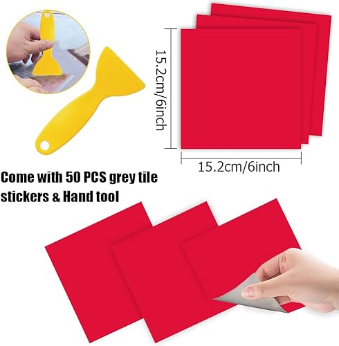 Miniatura 2 de Adhesivos para azulejos, 50 unidades, autoadhesivas, de 6 x 6 pulgadas, impermeables, a prueba de aceite, extraíbles para decoración del hogar de