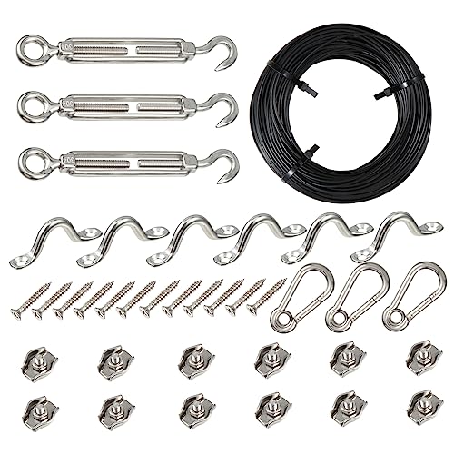 SOLUSTRE Outdoor String Light Hanging Kit Stainless Steel Wire Rope Dark Wire for Home School Office