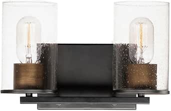 Maxim Sleek - Bath Vanity with Cylinder Glass Shades-4.75 inches high-Antique Brass/Black Finish-2 Bulb Count