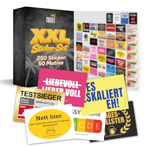 Großes Sticker Set XXL mit 50 Motiven perfekt für jede Party Malle Party Festival Gadgets als Ballermann Malle Accessoires Stickerset Aufkleberset | 250 Stück (jedes Motiv 5x)