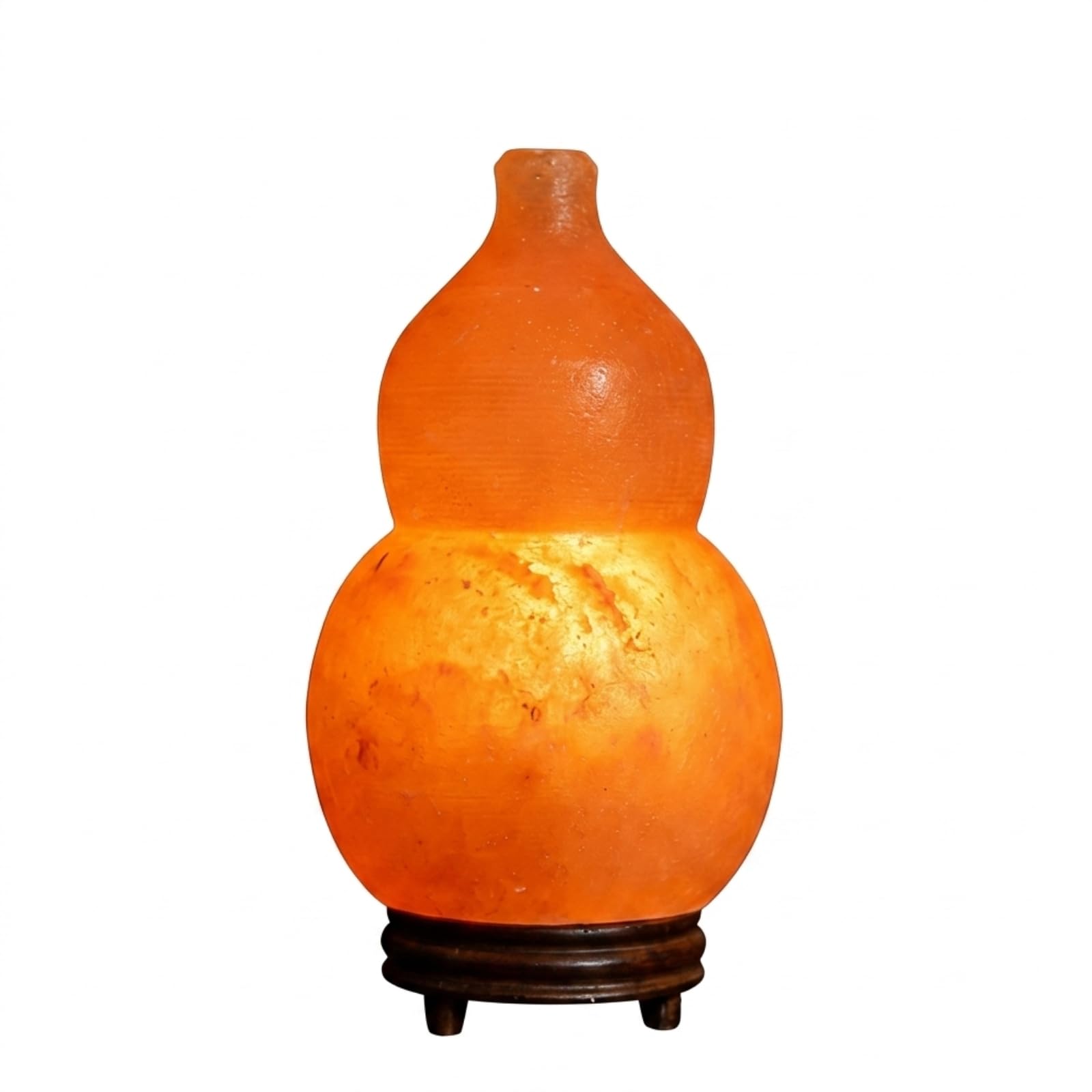 Lampe de Sel de l'Himalaya Lampe de Table Veilleuse Lampe Décorative Corps Taillé en Gourd sur Base Stable avec Variateur Intégré 15W pour Luminosité, Environ 12 24cm