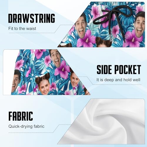 Custom Funny Mens Swim Trunks Personalized Beach Board Shorts with Face Customized Swim Shorts Bathing Suit Gifts for Men Dad4