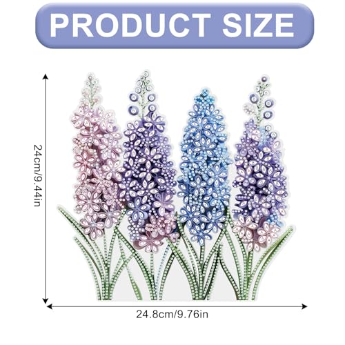 Image of Large Lavender Diamond Painting Suncatcher Hanging Kits for Adults | Flower DIY Hanging Diamond Art for Adults, Window & Wall Decor, 5D Crystal Diamond Art Pendant