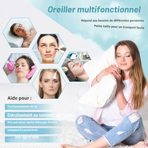 Mybow Oreiller de beauté anti-rides et vieillissement, entraînement du sommeil du dos, oreillers de soutien de la tête pour dormir debout, oreiller post-chirurgie pour la prévention des rides, – vue 6