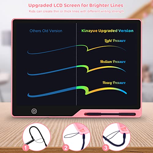 LCD Writing Tablet,16 Inch Colorful Screen Rechargeable Doodle Board Toddler Educational Toys for 3 4 5 6 Years Old Boys Girls Reusable Portable Drawing Tablet Christmas Toys Gifts for Kids (Pink) - Image 4