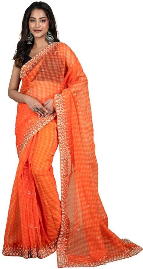 Indian Weaves of Elegance Bold and Fashionable Soft Organza Zardozi Silk Saree