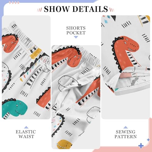 ZZXXB Cute Dinosaurs Boys Long Pants Soft Trousers Elastic Waist Kids Lounge Bottoms with Pockets S-XL4