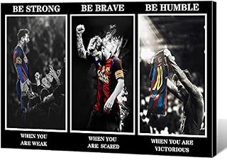 KIZQYN Soccer Superstar Lionel Messi Poster for Room Aesthetic Motivational Football Star Canvas Wall Art Inspirational Quote Posters Sports Themed Wall Decor for Bedroom Livingroom 12x18in Unframed