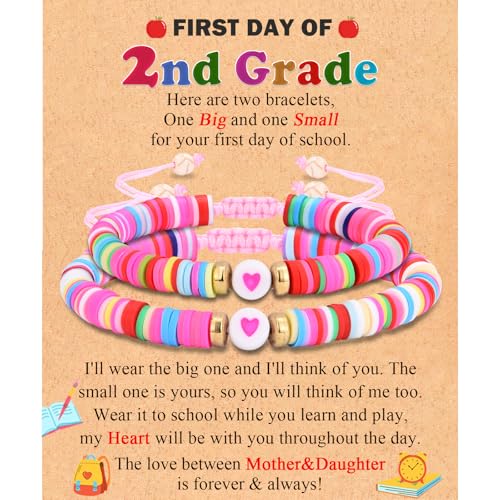 Image of Back to School /First Day of School Bracelet Gifts, First Day of Kindergarten Preschool First /Second Grade Bracelet Gifts, Colorful Adjustable Rope Bracelet for Girls