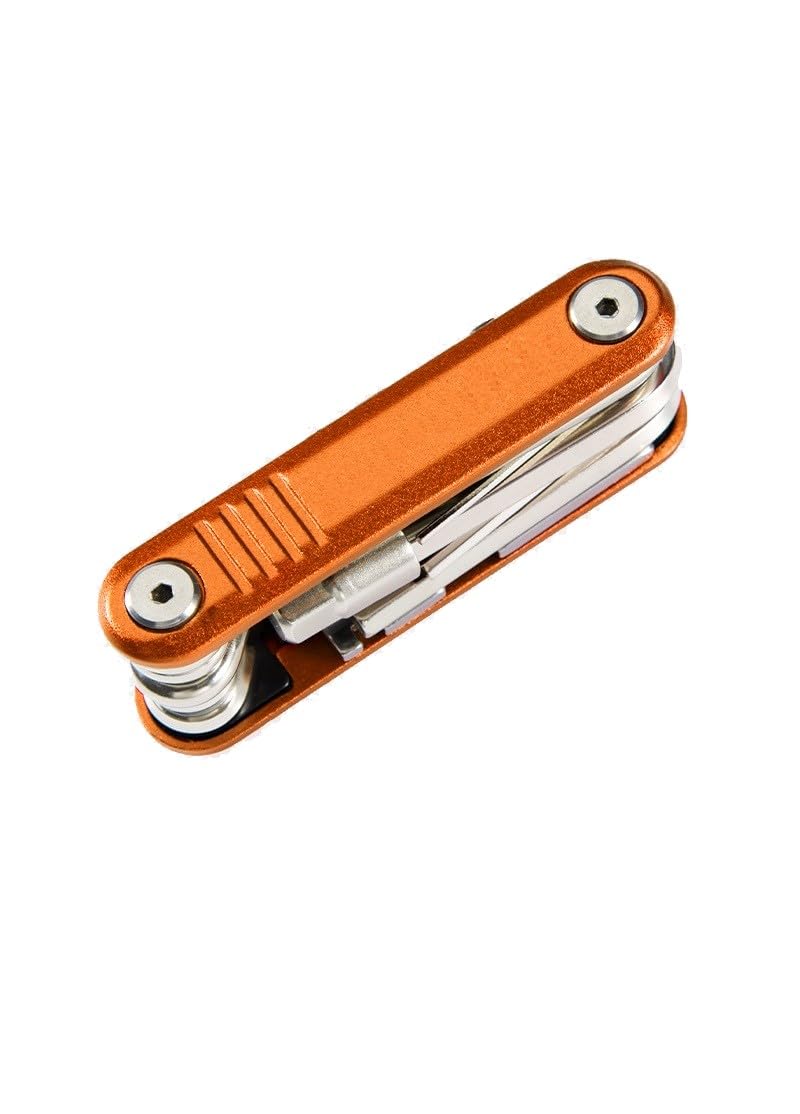 ENGWE Attrezzo multifunzione per biciclette, strumento di riparazione 15 in 1 Kit di riparazione per biciclette in acciaio pieghevole (Arancione)
