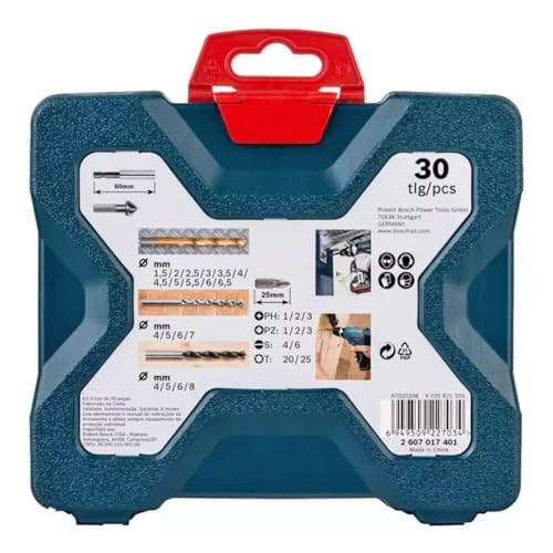 Parafusadeira e Furadeira Elétrica 400W 3/8 POL GSR 7-14E 220V + Estojo 34 Peças X-Line Titânio comp