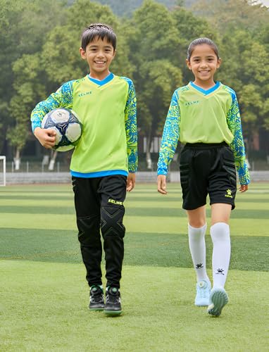 KELME Kids Padded Goalie Shirt,Youth Goalkeeper Jersey,Long Sleeve Soccer Football Training Uniform,Yellow Kid 8