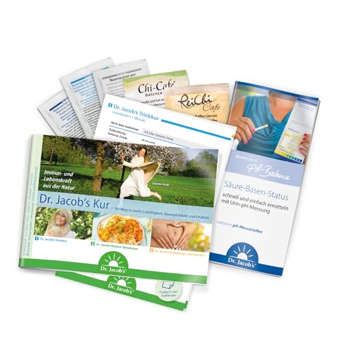 Dr. Jacob’s Kur Probierpaket I 5 Produktmuster, 36 pH-Messstreifen, Flyer, Ratgeber, basische Rezepte I Basenpulver, Basenpulver plus & Basenpulver pur I Chi-Cafe balance, Chi-Cafe classic Dr. Jacob’s Kur Probierpaket I 5 Produktmuster, 36 pH-Messstreifen, Flyer, Ratgeber, basische Rezepte I Basenpulver, Basenpulver plus & Basenpulver pur I Chi-Cafe balance, Chi-Cafe classic