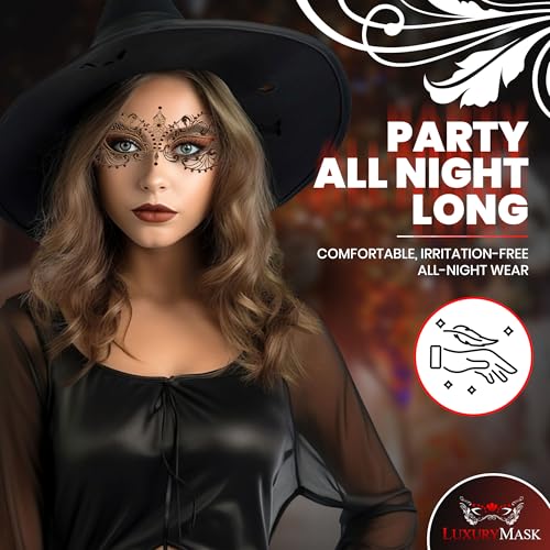 Image of Masquerade Mask for Women with Rhinestones - Elegant Metal Half Face Mask for Masquerade Parties, Mardi Gras, & Themed Events