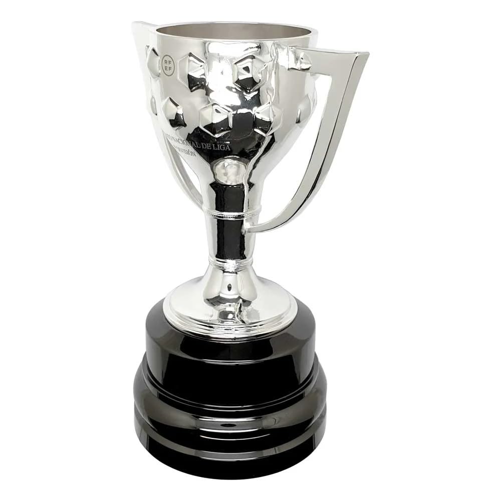 Réplica Trofeo La Liga 150mm Oficial RFEF Zamak Acrílico Coleccionable Decorativo Aficionados Fútbol España Pedestal Elegante Exhibición Fanático Regalo
