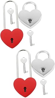 Operitacx 4 Pcs Heart Love Lock Keyed Padlocks Storage Locker Key Locker Mini Heart Locks Baggage Padlock Lovers Locks Heart Shaped Lock Small Padlocks with Keys Small Suitcase Padlocks Bags