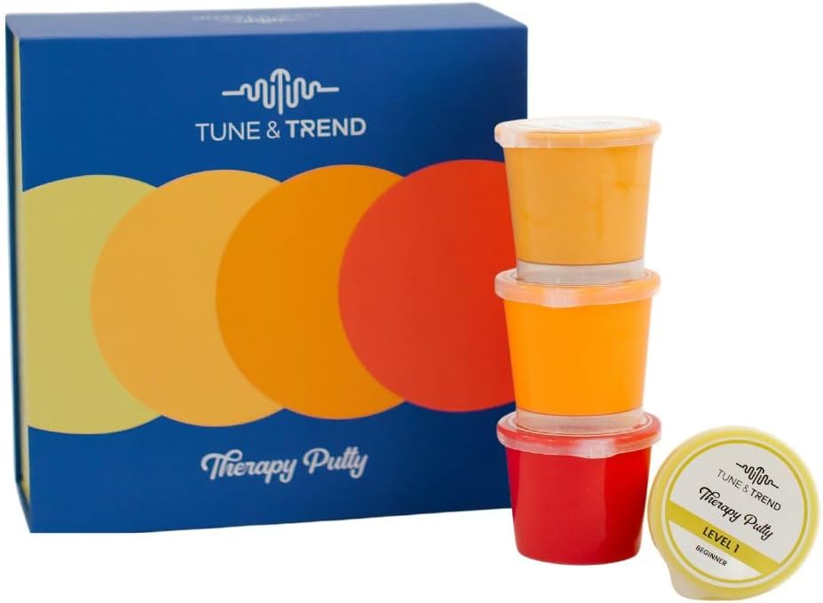 Therapy Putty for Kids and Adults | Physical Exercise Putty Hand Exerciser for Grip Strength | Therapeutic Putty for Hand Therapy | Stress Relief Therapy Putty Kit 4 Strengths 3oz Each