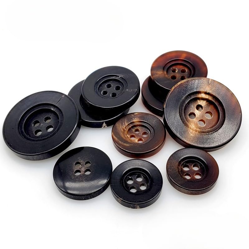 200 szt. 15-25 mm naturalne guziki z prawdziwego rogu, guziki do garnituru, 4-otworowe okrągłe guziki do szycia, czarne, brązowe guziki z prawdziwego rogu, płaszcz wiatrówka kurtka kardigan