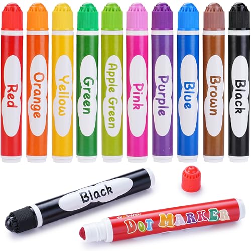 WOSWEL Dot Markers 10 Colors Washable Dot Paint Markers for Toddlers Kids Preschool Bingo Daubers Supplies Painting Art and Crafts Kits Coloring Set for Class Valentine Gift Art Party