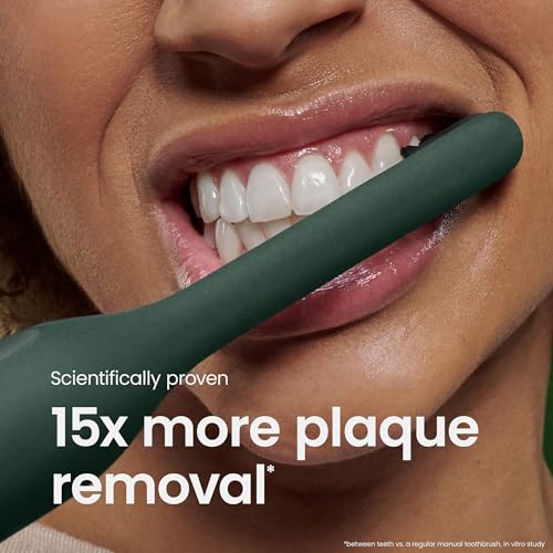 Image of Quip Ultra Next Generation Smart Sonic Toothbrush - Timed Electric Toothbrush for Adults - Replaceable Brush Head, Soft Bristles, Silicone Handle, 30-Day Battery Life, Travel Case - Moss Green