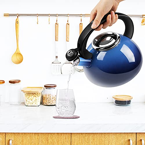 Whistling Tea Kettle, Aidea 2.3 Quart Enamel-On-Steel Tea Kettle Stovetop, Enameled Interior Tea Pot Stovetop For Anti-Rust, Audible Whistling Hot Water Kettle For Kitchen (Gradient Blue) #TOP6
