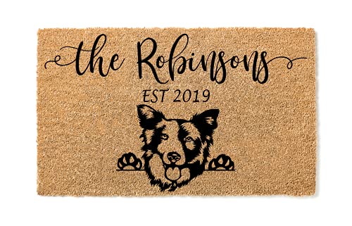 Border Collie Dog | Personalized Doormat | Custom Doormat | Welcome Mat | Housewarming Gift | Closing Gift | Last Name Door Mat | Puppy