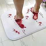 TICKPOT Halloween Bath Mat Bloody Footprint, Prank Rug Color Changing Bath Mat Changes Color When Wet Non-Slip Rug Halloween Decor for ShowerBathroom Gag Gift 16 * 24 Inch, White