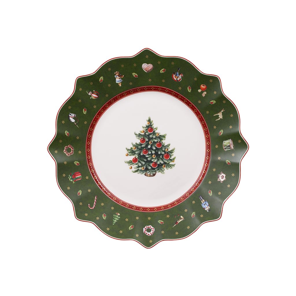 Villeroy & Boch, Toy's Delight Piatto da Dessert/Colazione Verde e Bianco, Adatto per Microonde, Piatto Natale, Piatto Ceramica Natale, Ceramica, Porcellana Premium