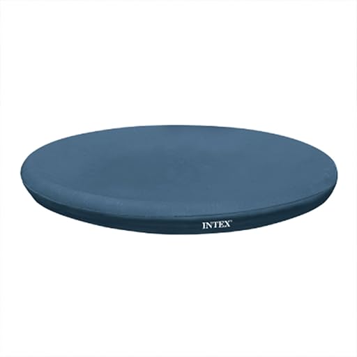 INTEX 28021E Pool Cover: for 10ft Round Easy Set Pools – Includes Rope Tie – Drain Holes – 12in Overhang – Snug Fit