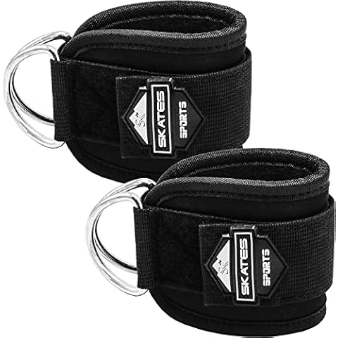 Skates Sports Ankle Straps for Cable Machine Attachment, Adjustable Neoprene Padded, Double D Steel Ring Gym Ankle Cuff for Kickback, Glute Fitness Workout, Leg Extensions, Curls, Booty Hip Abductors Cover