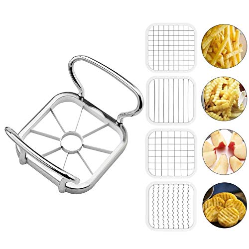 Stainless Steel Potatoes Fruit Cutter Chipper Apple Slicer French Fry Tool Multifunctional Vegetable Chopper with Ergonomic Anti-Slip Handle Kitchen Gadgets 1 PCS