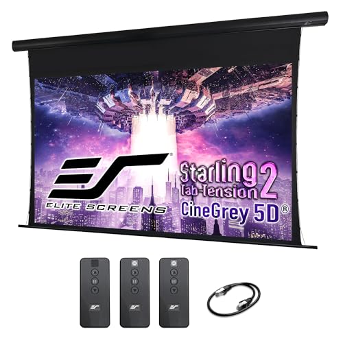 Image of Elite Screens Starling Tab-Tension 2 CineGrey 5D, 150 inch 16:9, Ceiling and Ambient Light Rejecting Electric Projector Screen Programmed Remote Kit, CLR /ALR Tab-Tension Projection Screen, STT150U2HD5-E6